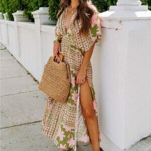 V-neck casual dress